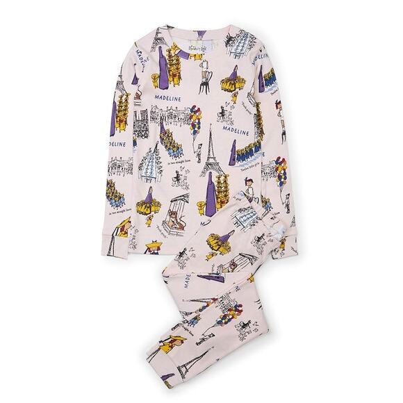Books to Bed Madeline Paris Girls Snug Cozy Two Piece PJ Pajama Set Size 7 Girls - Picture 1 of 9